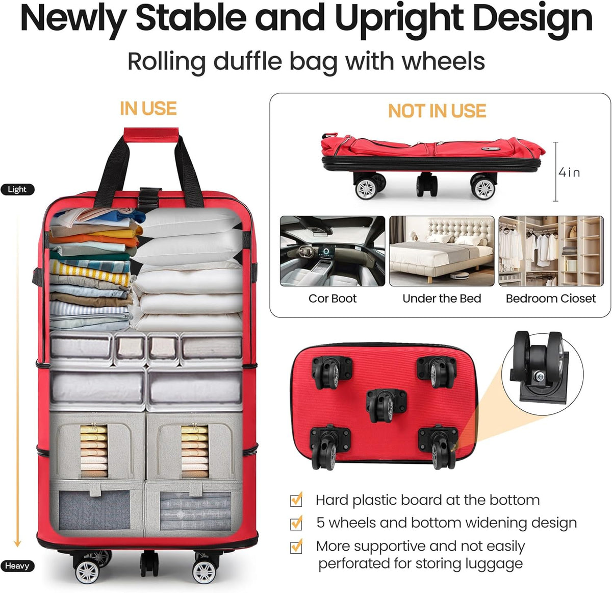 30''36''40''Rolling Duffle Bag with Wheels,Expandable Duffle Bag for Travel for Men Women,Foldable#40''Grey