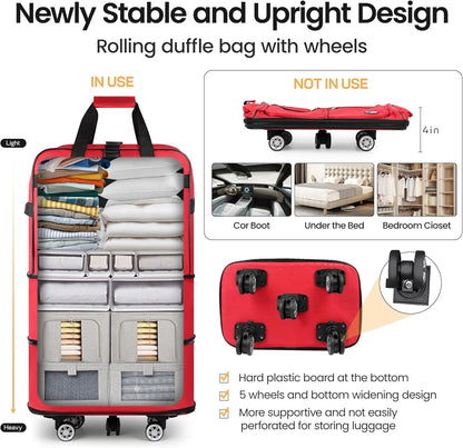 30''36''40''Rolling Duffle Bag with Wheels,Expandable Duffle Bag for Travel for Men Women,Foldable#40''Grey