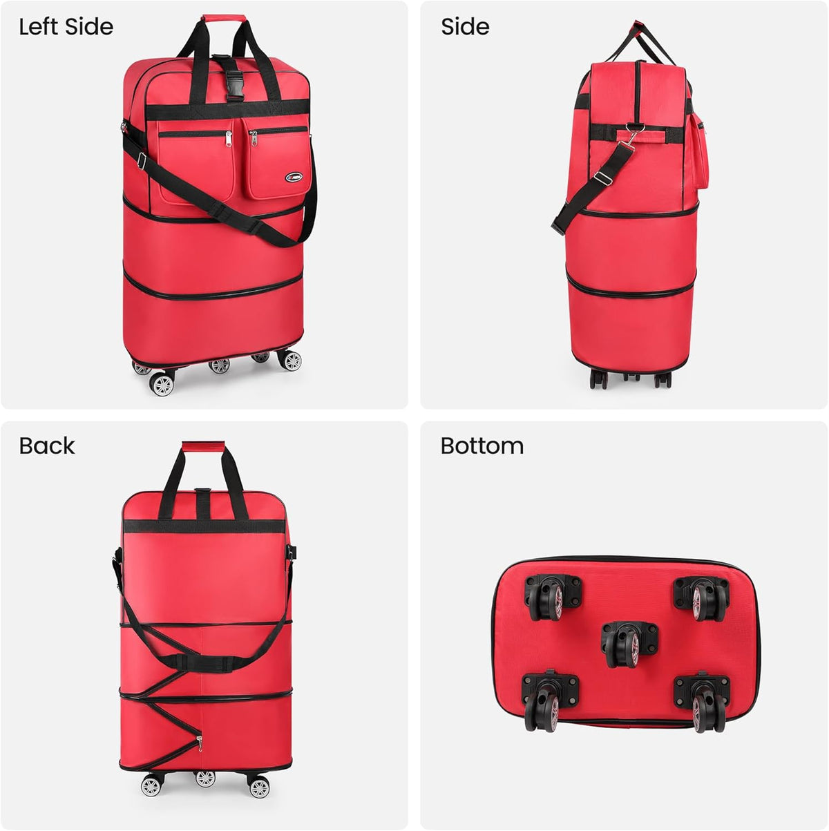 30''36''40''Rolling Duffle Bag with Wheels,Expandable Duffle Bag for Travel for Men Women,Foldable#40''Grey