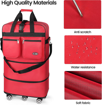 30''36''40''Rolling Duffle Bag with Wheels,Expandable Duffle Bag for Travel for Men Women,Foldable#40''Grey
