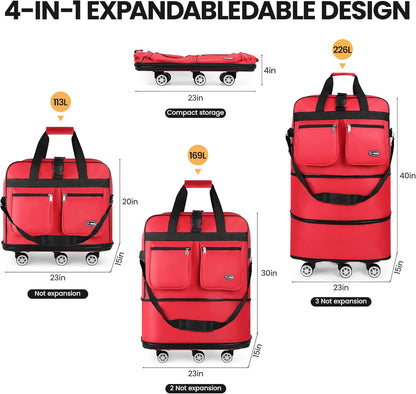 30''36''40''Rolling Duffle Bag with Wheels,Expandable Duffle Bag for Travel for Men Women,Foldable#40''Grey