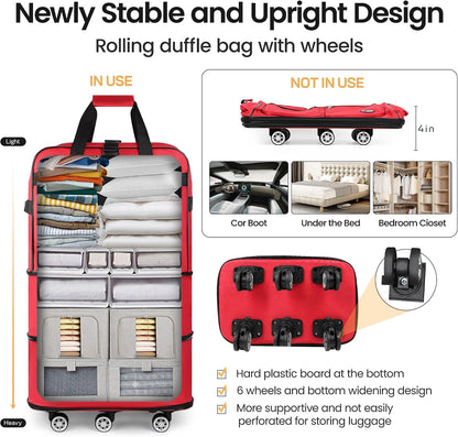 30''36''40''Rolling Duffle Bag with Wheels,Expandable Duffle Bag for Travel for Men Women,Foldable#40''Grey