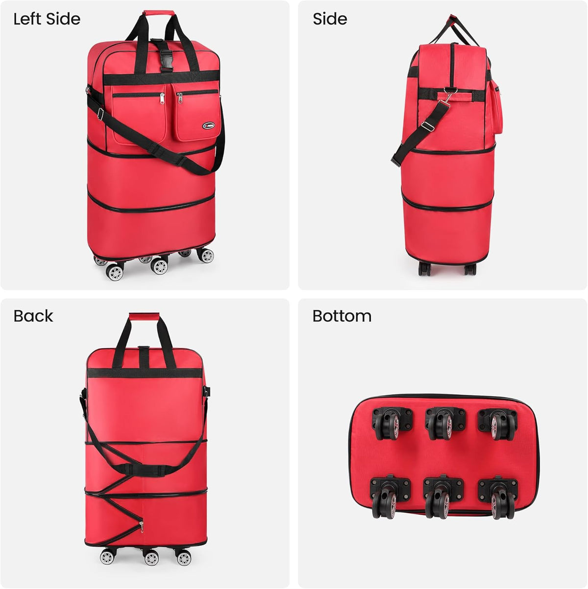30''36''40''Rolling Duffle Bag with Wheels,Expandable Duffle Bag for Travel for Men Women,Foldable#40''Grey
