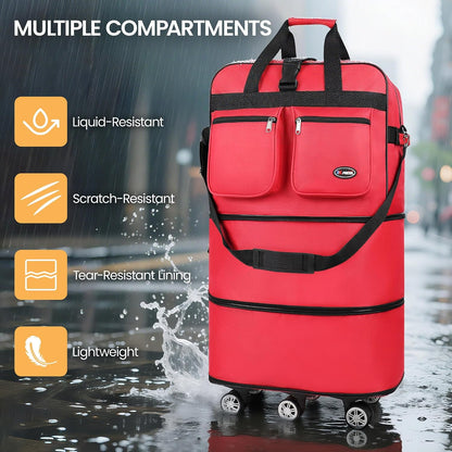 30''36''40''Rolling Duffle Bag with Wheels,Expandable Duffle Bag for Travel for Men Women,Foldable#40''Grey