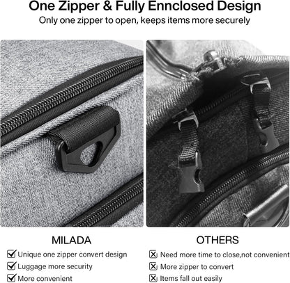 Convertible 2-in-1 Garment Duffel Weekender Bag Carry On Garment Bags for Travel Hanging Clothes Suit Bag Foldable Personal Item Business Overnight Bag with Shoe Compartment, Light Grey