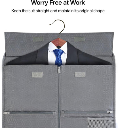 Convertible 2-in-1 Garment Duffel Weekender Bag Carry On Garment Bags for Travel Hanging Clothes Suit Bag Foldable Personal Item Business Overnight Bag with Shoe Compartment, Light Grey