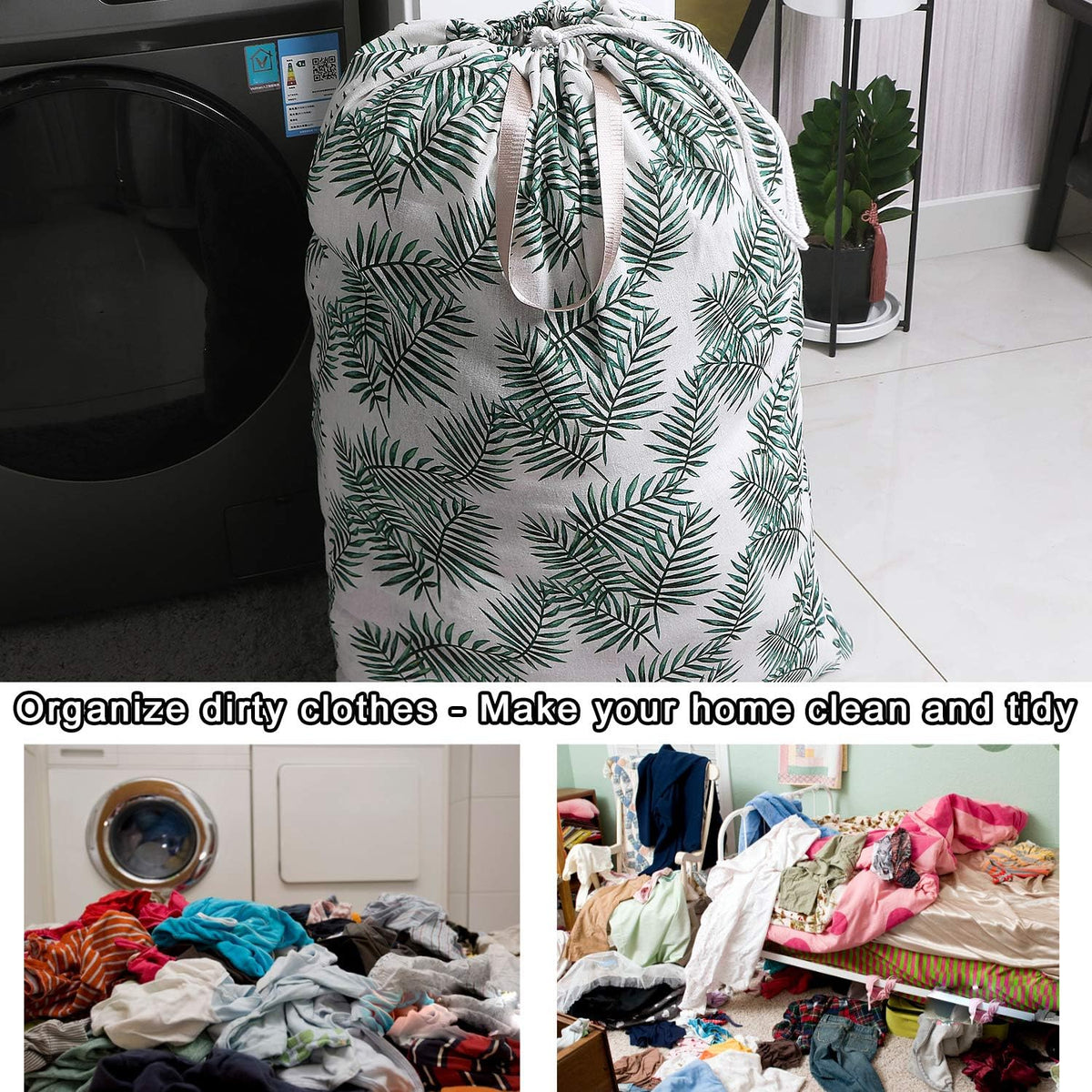 Heavy Duty Laundry Bag with Drawstring and Handle, Extra Large Travel Dirty Clothes Bag for Laundromat and Household, Durable Rip-Stop Laundry Hamper Liner, 28 x 40 Inch , Navy Blue
