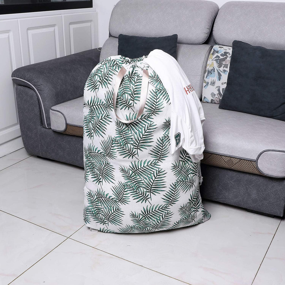 Heavy Duty Laundry Bag with Drawstring and Handle, Extra Large Travel Dirty Clothes Bag for Laundromat and Household, Durable Rip-Stop Laundry Hamper Liner, 28 x 40 Inch , Navy Blue