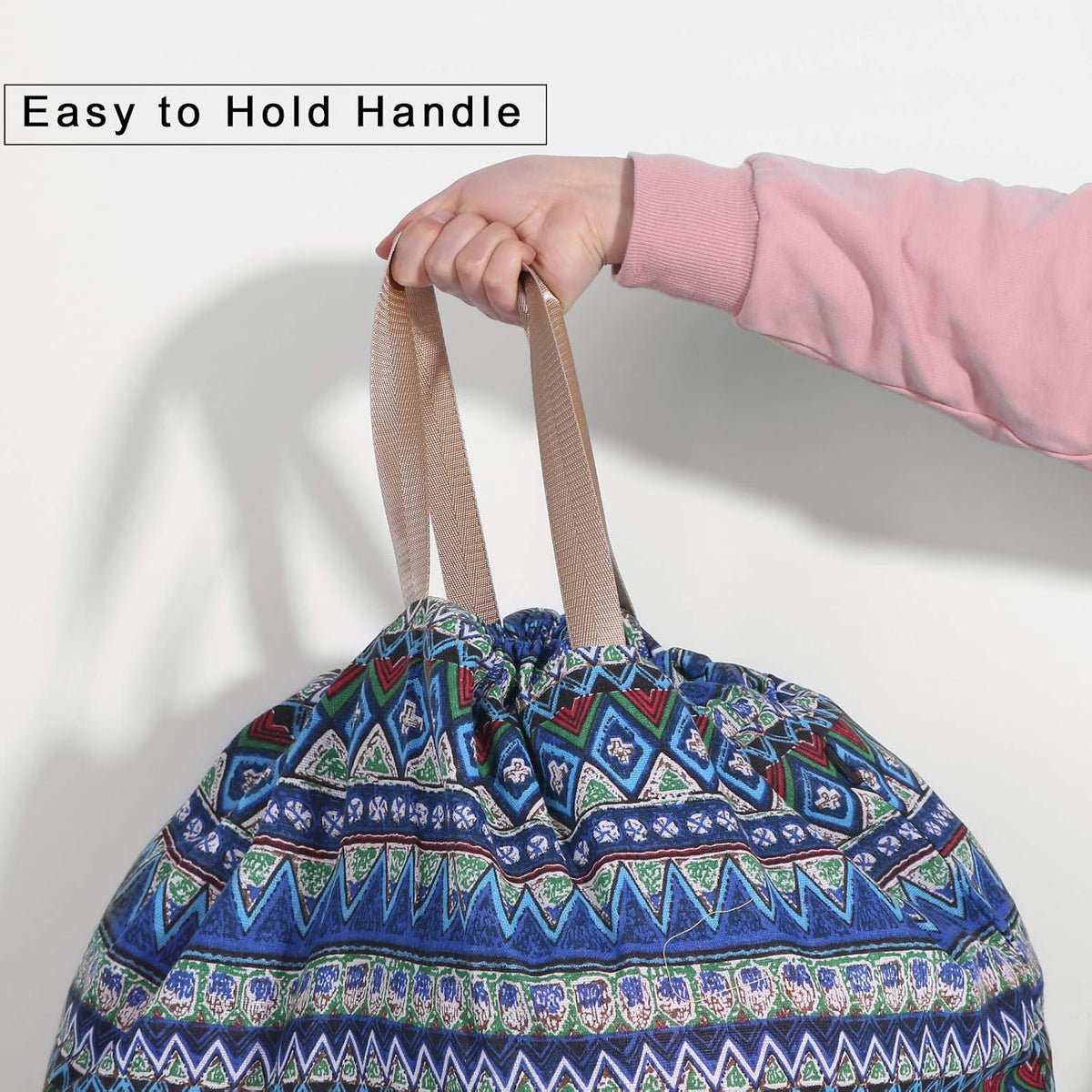 Heavy Duty Laundry Bag with Drawstring and Handle, Extra Large Travel Dirty Clothes Bag for Laundromat and Household, Durable Rip-Stop Laundry Hamper Liner, 28 x 40 Inch , Navy Blue