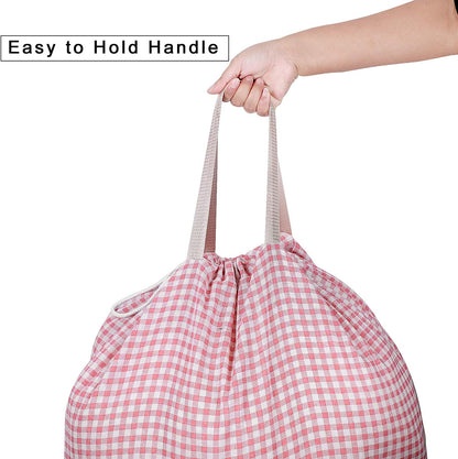 Heavy Duty Laundry Bag with Drawstring and Handle, Extra Large Travel Dirty Clothes Bag for Laundromat and Household, Durable Rip-Stop Laundry Hamper Liner, 28 x 40 Inch , Navy Blue