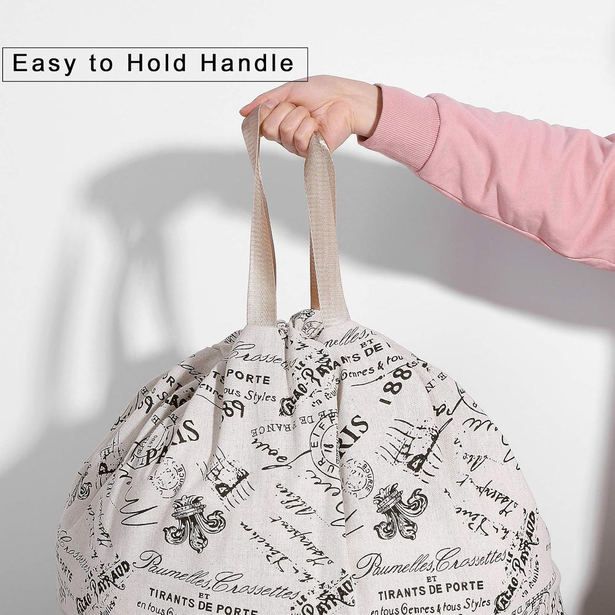 Heavy Duty Laundry Bag with Drawstring and Handle, Extra Large Travel Dirty Clothes Bag for Laundromat and Household, Durable Rip-Stop Laundry Hamper Liner, 28 x 40 Inch , Navy Blue