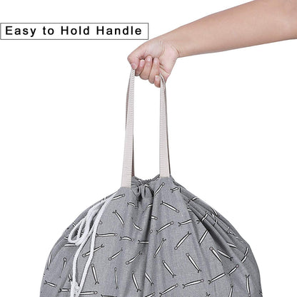 Heavy Duty Laundry Bag with Drawstring and Handle, Extra Large Travel Dirty Clothes Bag for Laundromat and Household, Durable Rip-Stop Laundry Hamper Liner, 28 x 40 Inch , Navy Blue