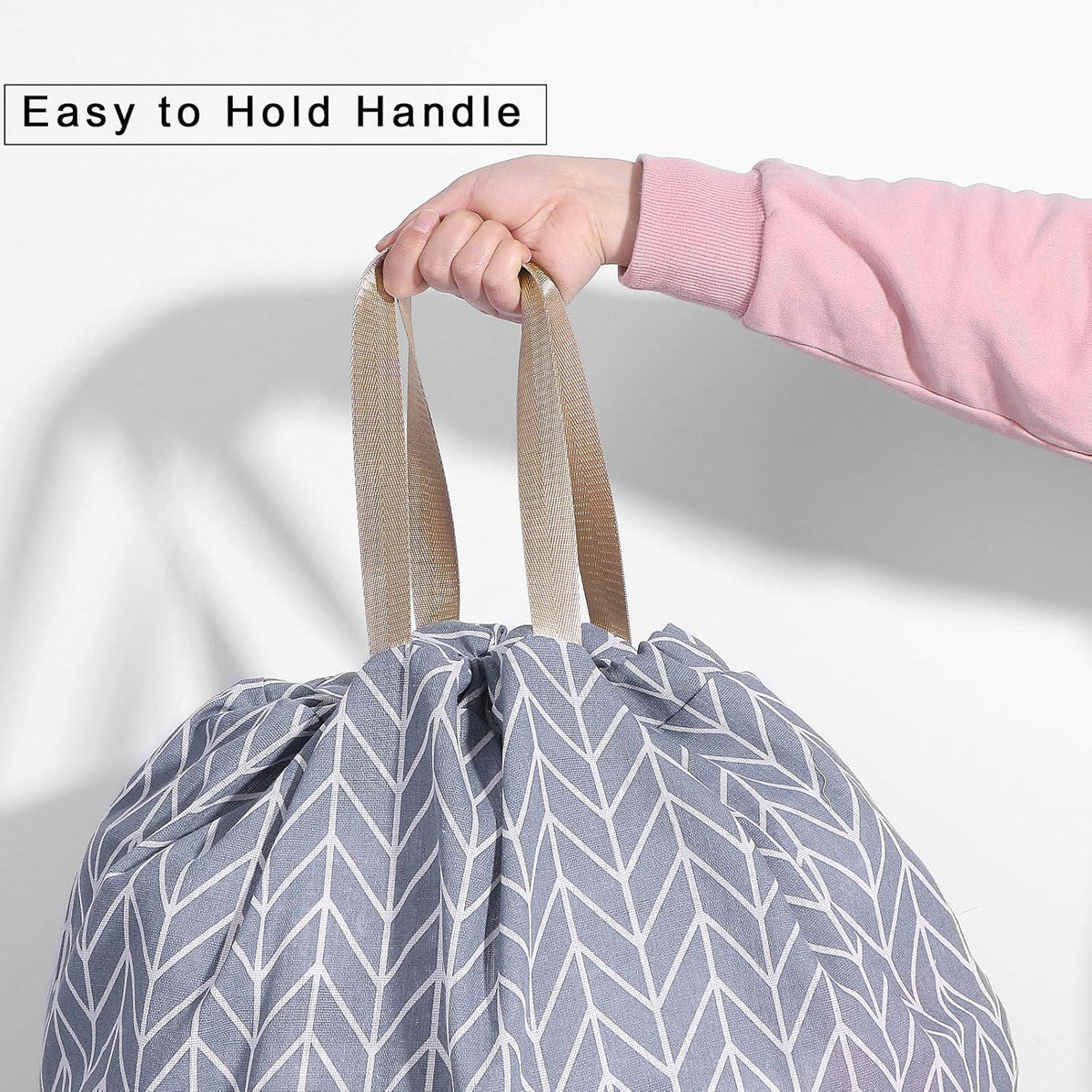 Heavy Duty Laundry Bag with Drawstring and Handle, Extra Large Travel Dirty Clothes Bag for Laundromat and Household, Durable Rip-Stop Laundry Hamper Liner, 28 x 40 Inch , Navy Blue