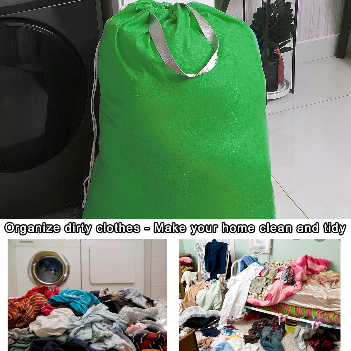Heavy Duty Laundry Bag with Drawstring and Handle, Extra Large Travel Dirty Clothes Bag for Laundromat and Household, Durable Rip-Stop Laundry Hamper Liner, 28 x 40 Inch , Navy Blue