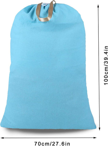 Heavy Duty Laundry Bag with Drawstring and Handle, Extra Large Travel Dirty Clothes Bag for Laundromat and Household, Durable Rip-Stop Laundry Hamper Liner, 28 x 40 Inch , Navy Blue