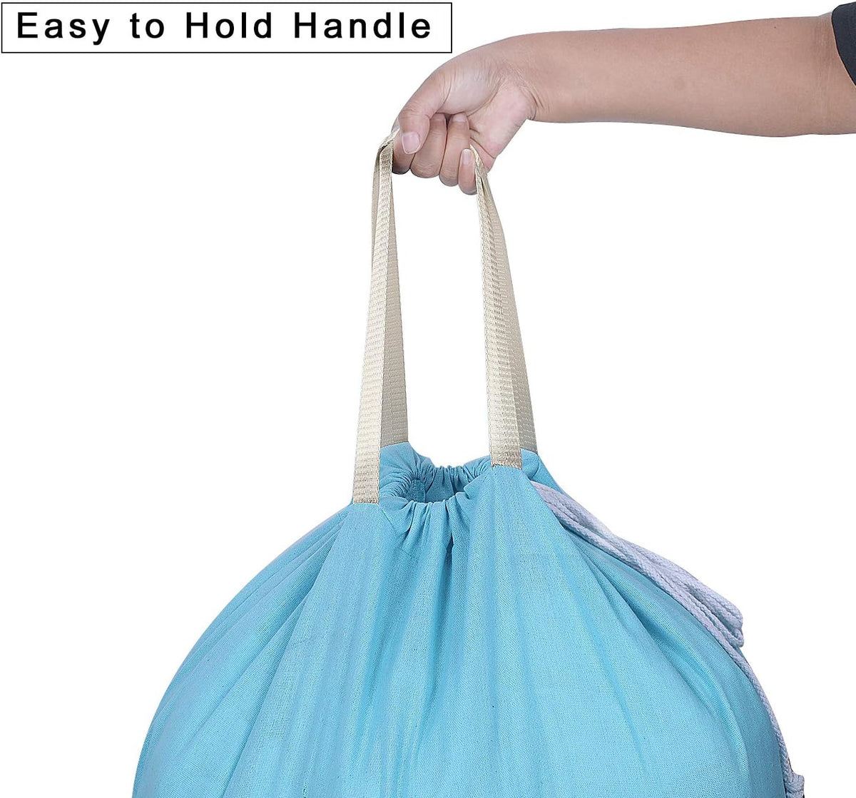 Heavy Duty Laundry Bag with Drawstring and Handle, Extra Large Travel Dirty Clothes Bag for Laundromat and Household, Durable Rip-Stop Laundry Hamper Liner, 28 x 40 Inch , Navy Blue