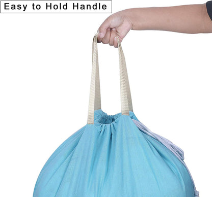 Heavy Duty Laundry Bag with Drawstring and Handle, Extra Large Travel Dirty Clothes Bag for Laundromat and Household, Durable Rip-Stop Laundry Hamper Liner, 28 x 40 Inch , Navy Blue