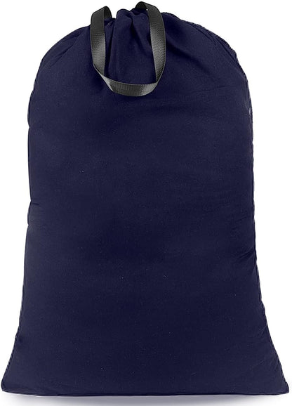 Heavy Duty Laundry Bag with Drawstring and Handle, Extra Large Travel Dirty Clothes Bag for Laundromat and Household, Durable Rip-Stop Laundry Hamper Liner, 28 x 40 Inch , Navy Blue