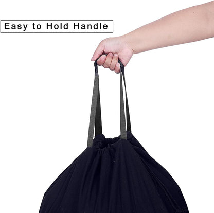 Heavy Duty Laundry Bag with Drawstring and Handle, Extra Large Travel Dirty Clothes Bag for Laundromat and Household, Durable Rip-Stop Laundry Hamper Liner, 28 x 40 Inch , Navy Blue