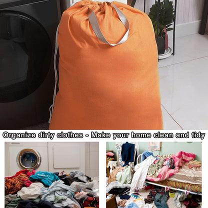 Heavy Duty Laundry Bag with Drawstring and Handle, Extra Large Travel Dirty Clothes Bag for Laundromat and Household, Durable Rip-Stop Laundry Hamper Liner, 28 x 40 Inch , Navy Blue