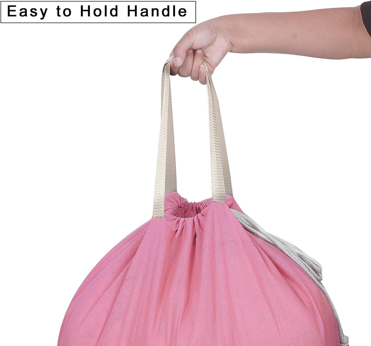 Heavy Duty Laundry Bag with Drawstring and Handle, Extra Large Travel Dirty Clothes Bag for Laundromat and Household, Durable Rip-Stop Laundry Hamper Liner, 28 x 40 Inch , Navy Blue