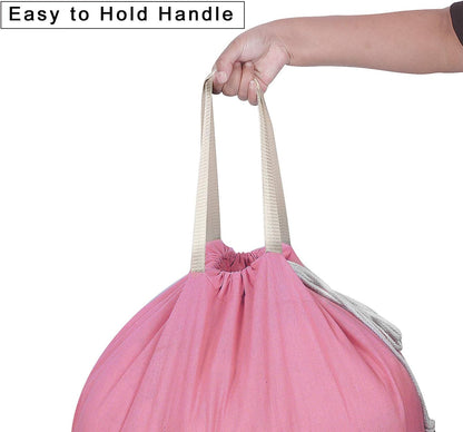 Heavy Duty Laundry Bag with Drawstring and Handle, Extra Large Travel Dirty Clothes Bag for Laundromat and Household, Durable Rip-Stop Laundry Hamper Liner, 28 x 40 Inch , Navy Blue