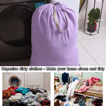Heavy Duty Laundry Bag with Drawstring and Handle, Extra Large Travel Dirty Clothes Bag for Laundromat and Household, Durable Rip-Stop Laundry Hamper Liner, 28 x 40 Inch , Navy Blue