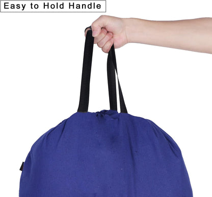 Heavy Duty Laundry Bag with Drawstring and Handle, Extra Large Travel Dirty Clothes Bag for Laundromat and Household, Durable Rip-Stop Laundry Hamper Liner, 28 x 40 Inch , Navy Blue