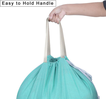 Heavy Duty Laundry Bag with Drawstring and Handle, Extra Large Travel Dirty Clothes Bag for Laundromat and Household, Durable Rip-Stop Laundry Hamper Liner, 28 x 40 Inch , Navy Blue