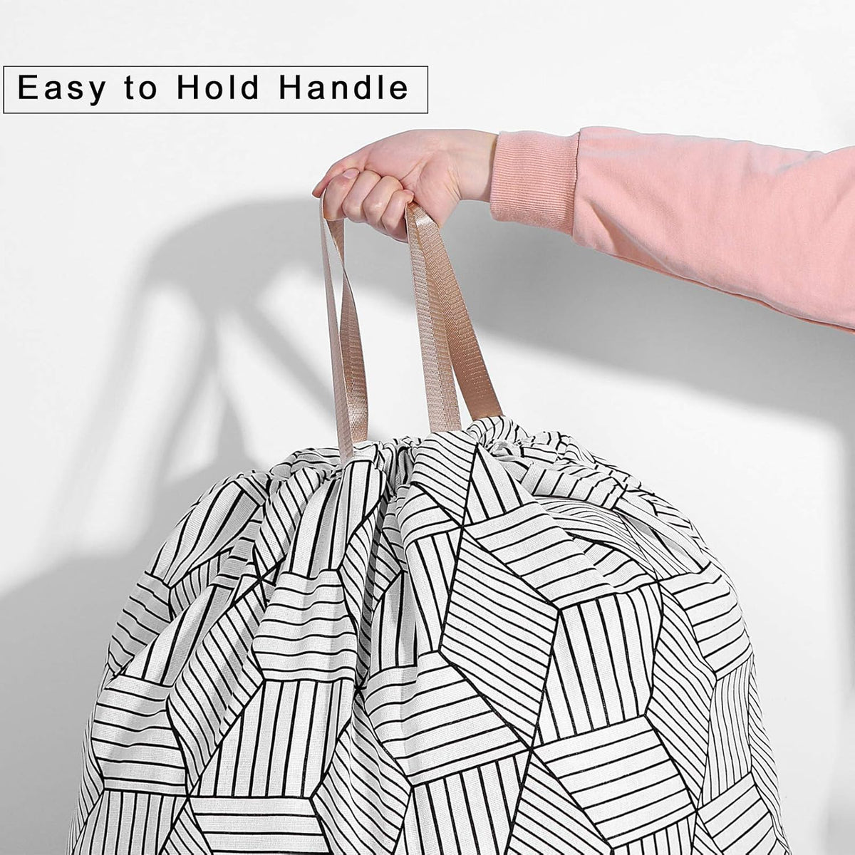 Heavy Duty Laundry Bag with Drawstring and Handle, Extra Large Travel Dirty Clothes Bag for Laundromat and Household, Durable Rip-Stop Laundry Hamper Liner, 28 x 40 Inch , Navy Blue