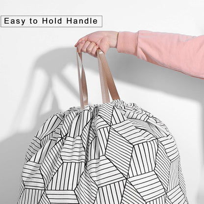 Heavy Duty Laundry Bag with Drawstring and Handle, Extra Large Travel Dirty Clothes Bag for Laundromat and Household, Durable Rip-Stop Laundry Hamper Liner, 28 x 40 Inch , Navy Blue