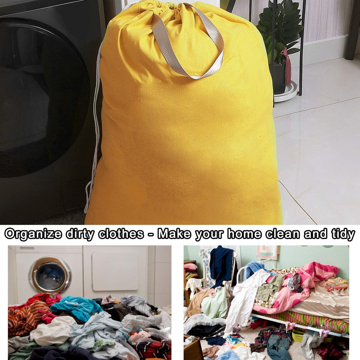 Heavy Duty Laundry Bag with Drawstring and Handle, Extra Large Travel Dirty Clothes Bag for Laundromat and Household, Durable Rip-Stop Laundry Hamper Liner, 28 x 40 Inch , Navy Blue
