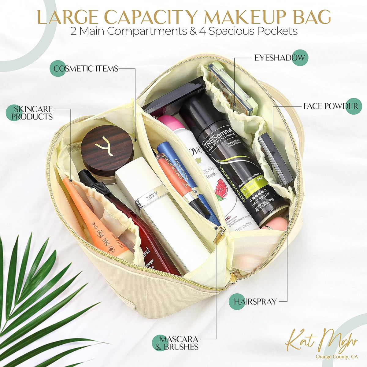 Large Capacity Travel Cosmetic Bag - Waterproof Makeup Organizer Cosmetics Make Up for Women Cute