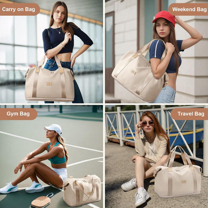 Travel Duffle Bag, Waterproof Weekender Carry On Tote Bags for Women, Sport Gym Bag for Men, Hospital Bag for Labor and Delivery, Overnight Luggage Bag with Trolley Sleeve Black