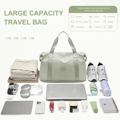 Travel Duffle Bag, Waterproof Weekender Carry On Tote Bags for Women, Sport Gym Bag for Men, Hospital Bag for Labor and Delivery, Overnight Luggage Bag with Trolley Sleeve Black