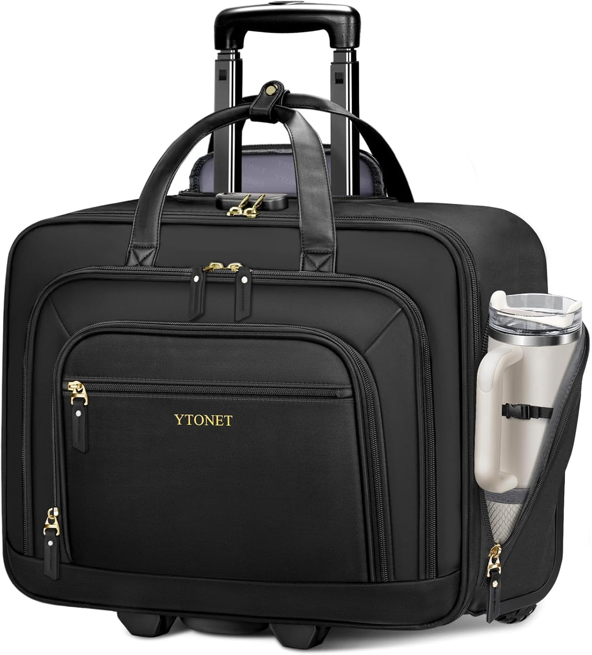 Rolling Laptop Bag, 17.3In Rolling Briefcase for Women Work College Teacher | Lockable, Insulated & Waterproof Pocket, Carry on Rolling Computer Bag Rolling Bag for Business, Laptop Bag with Wheels Gift