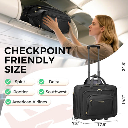 Rolling Laptop Bag, 17.3In Rolling Briefcase for Women Work College Teacher | Lockable, Insulated & Waterproof Pocket, Carry on Rolling Computer Bag Rolling Bag for Business, Laptop Bag with Wheels Gift