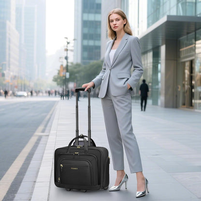Rolling Laptop Bag, 17.3In Rolling Briefcase for Women Work College Teacher | Lockable, Insulated & Waterproof Pocket, Carry on Rolling Computer Bag Rolling Bag for Business, Laptop Bag with Wheels Gift
