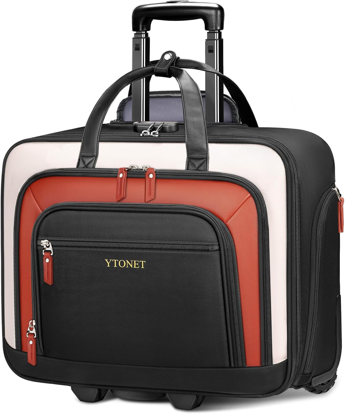 Rolling Laptop Bag, 17.3In Rolling Briefcase for Women Work College Teacher | Lockable, Insulated & Waterproof Pocket, Carry on Rolling Computer Bag Rolling Bag for Business, Laptop Bag with Wheels Gift