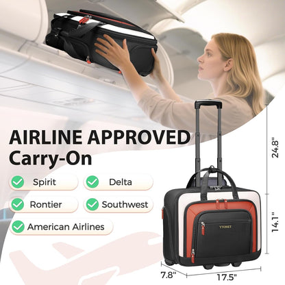 Rolling Laptop Bag, 17.3In Rolling Briefcase for Women Work College Teacher | Lockable, Insulated & Waterproof Pocket, Carry on Rolling Computer Bag Rolling Bag for Business, Laptop Bag with Wheels Gift
