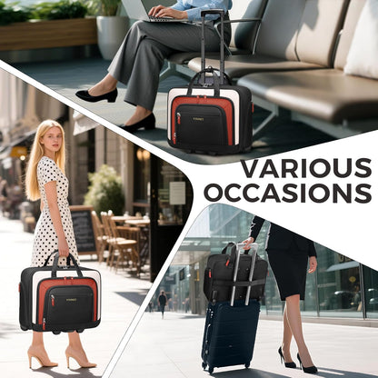 Rolling Laptop Bag, 17.3In Rolling Briefcase for Women Work College Teacher | Lockable, Insulated & Waterproof Pocket, Carry on Rolling Computer Bag Rolling Bag for Business, Laptop Bag with Wheels Gift