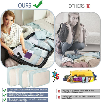 10 Pcs Set Packing Cubes - Travel Packing Organizers, Expandable Suitcase Organizer, Luggage Organizer Bags
