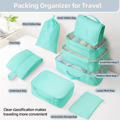 10 Pcs Set Packing Cubes - Travel Packing Organizers, Expandable Suitcase Organizer, Luggage Organizer Bags