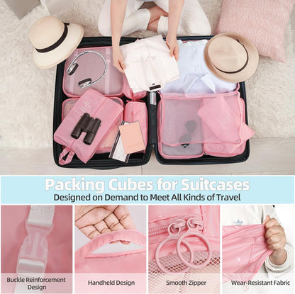 10 Pcs Set Packing Cubes - Travel Packing Organizers, Expandable Suitcase Organizer, Luggage Organizer Bags
