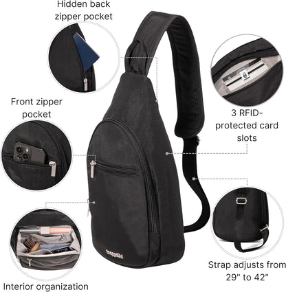 Daily Sling - Lightweight 12.6"x7.5" Sling Crossbody Bag with Convertible Adjustable Shoulder Strap