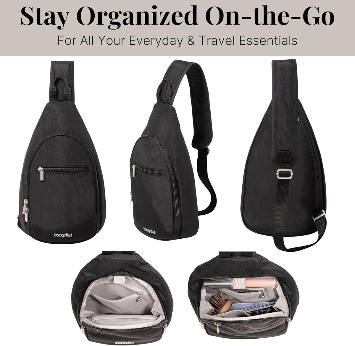 Daily Sling - Lightweight 12.6"x7.5" Sling Crossbody Bag with Convertible Adjustable Shoulder Strap