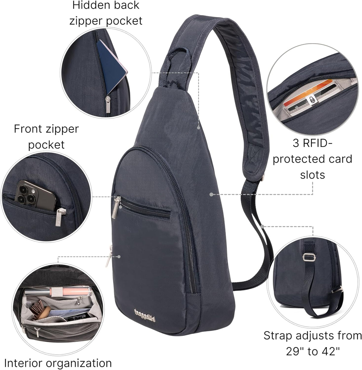 Daily Sling - Lightweight 12.6"x7.5" Sling Crossbody Bag with Convertible Adjustable Shoulder Strap