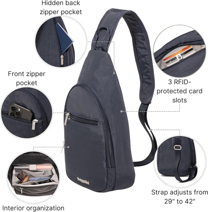 Daily Sling - Lightweight 12.6"x7.5" Sling Crossbody Bag with Convertible Adjustable Shoulder Strap