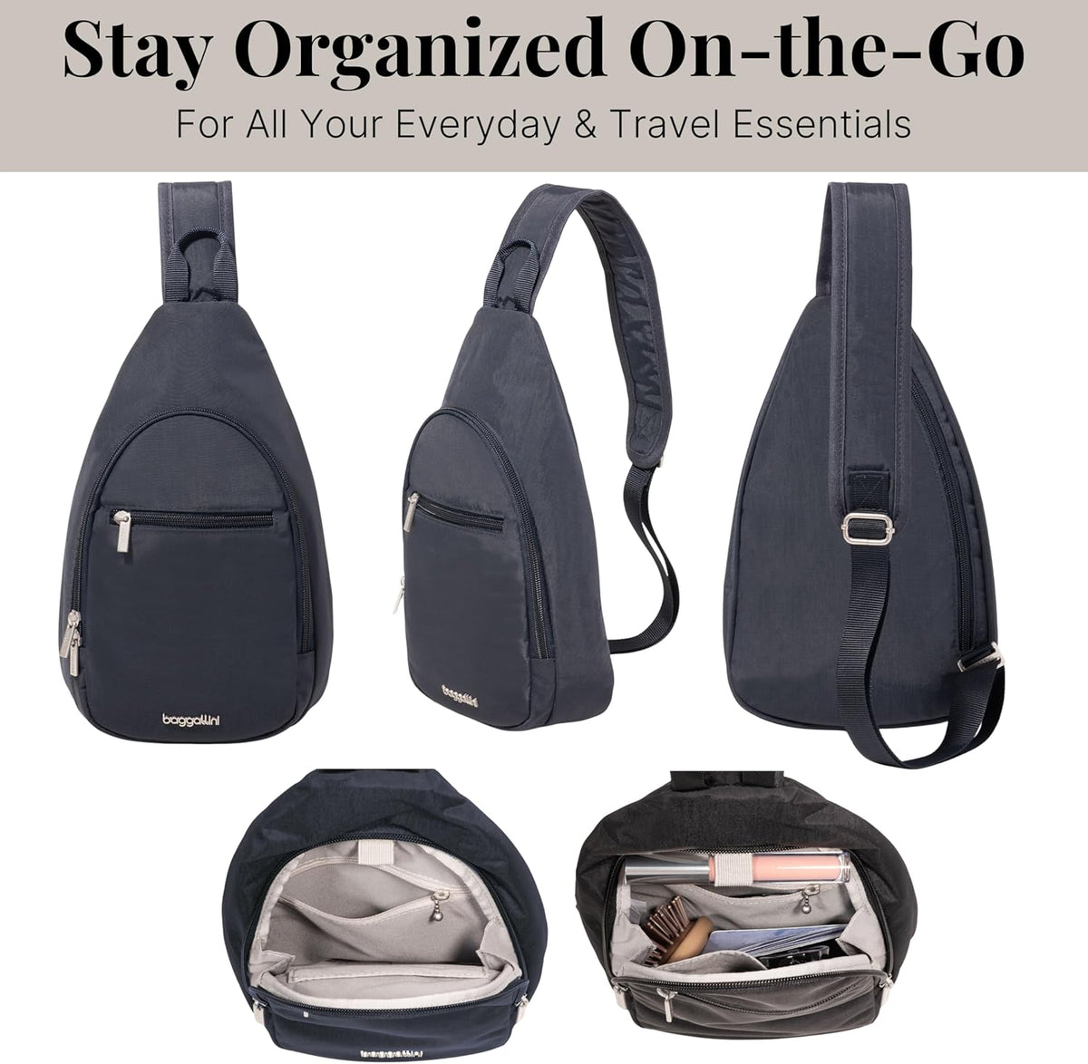 Daily Sling - Lightweight 12.6"x7.5" Sling Crossbody Bag with Convertible Adjustable Shoulder Strap