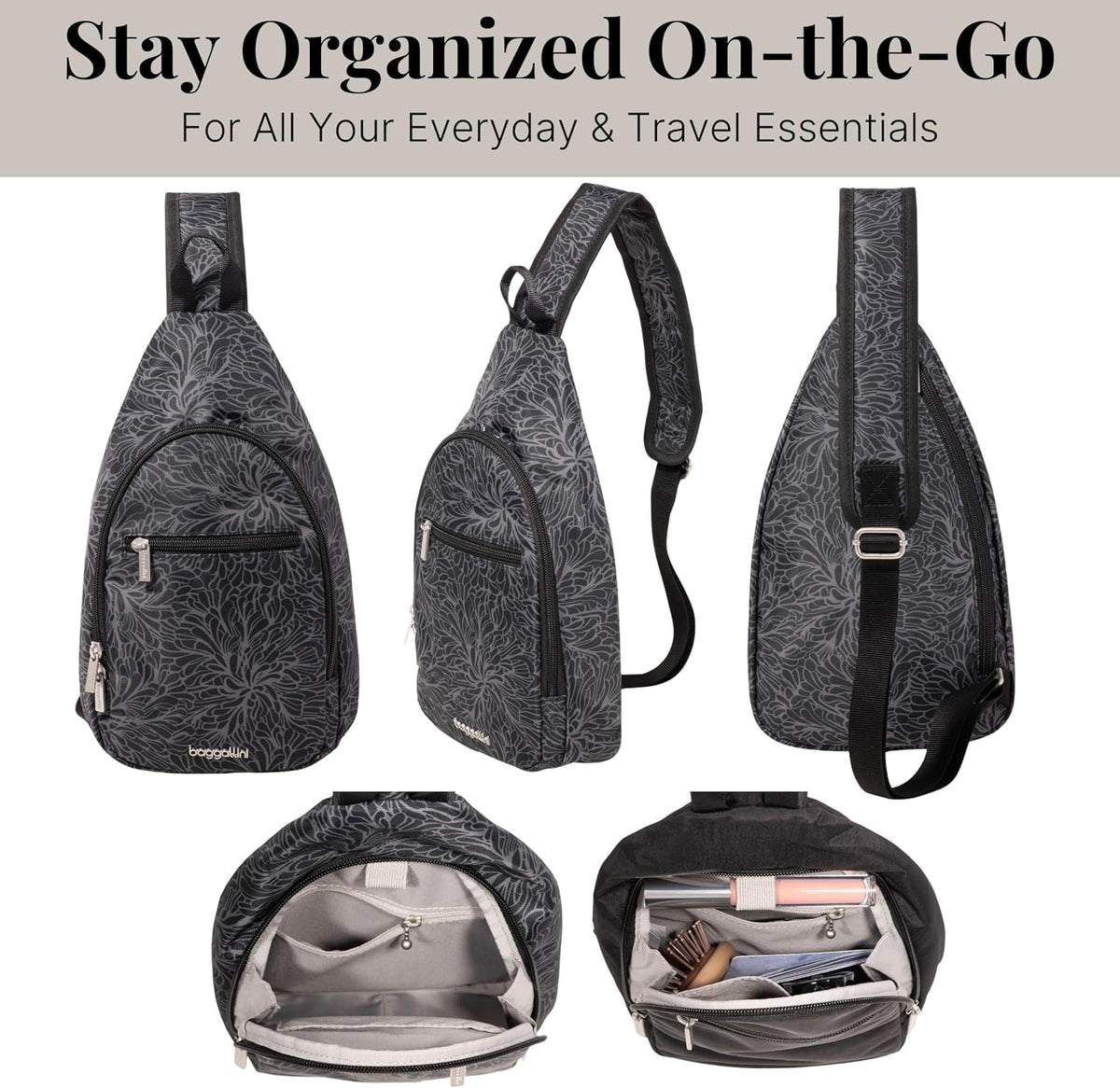 Daily Sling - Lightweight 12.6"x7.5" Sling Crossbody Bag with Convertible Adjustable Shoulder Strap